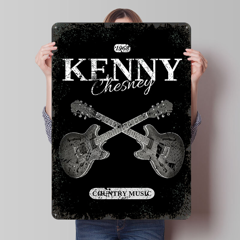 Retro Gaming At - Kenny Chesney Country Music Metal Poster