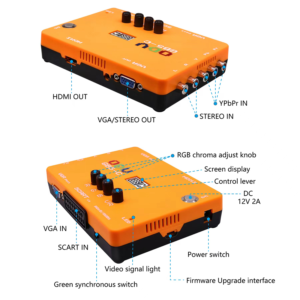 Retro Gaming Qss - ODV-GBS-C Component/VGA/Scart to VGA/HDMI-Compatible Scan Converter