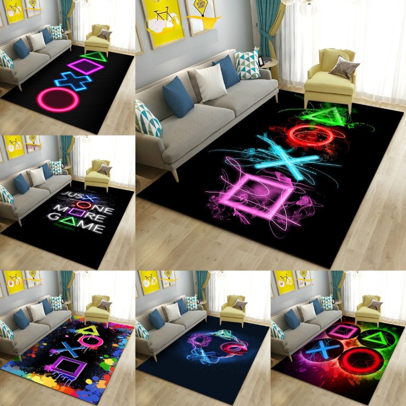 Retro Gaming Theme - Game Controller Carpet Neon Gamepad Circle