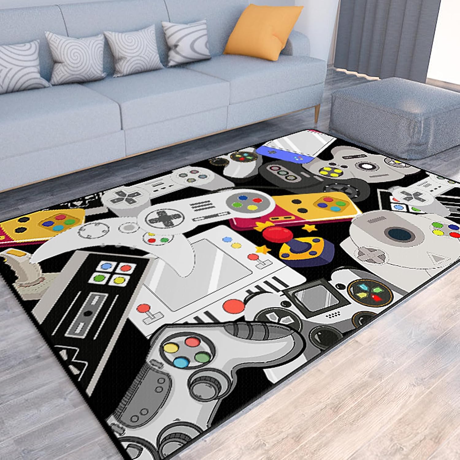 Retro Gaming Rug - Retro Game Controller Print Area Rug,