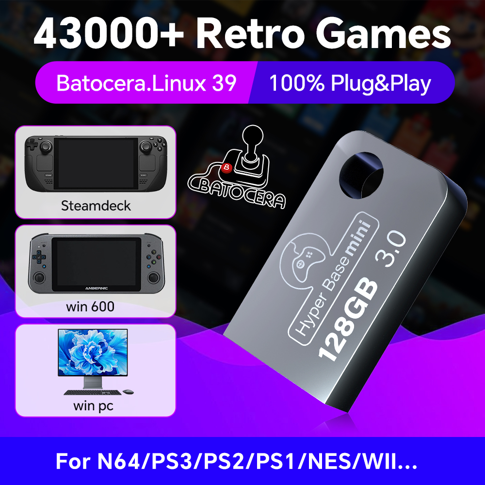 Retro Gaming Theme - Batocera 128G USB Flash Drive For