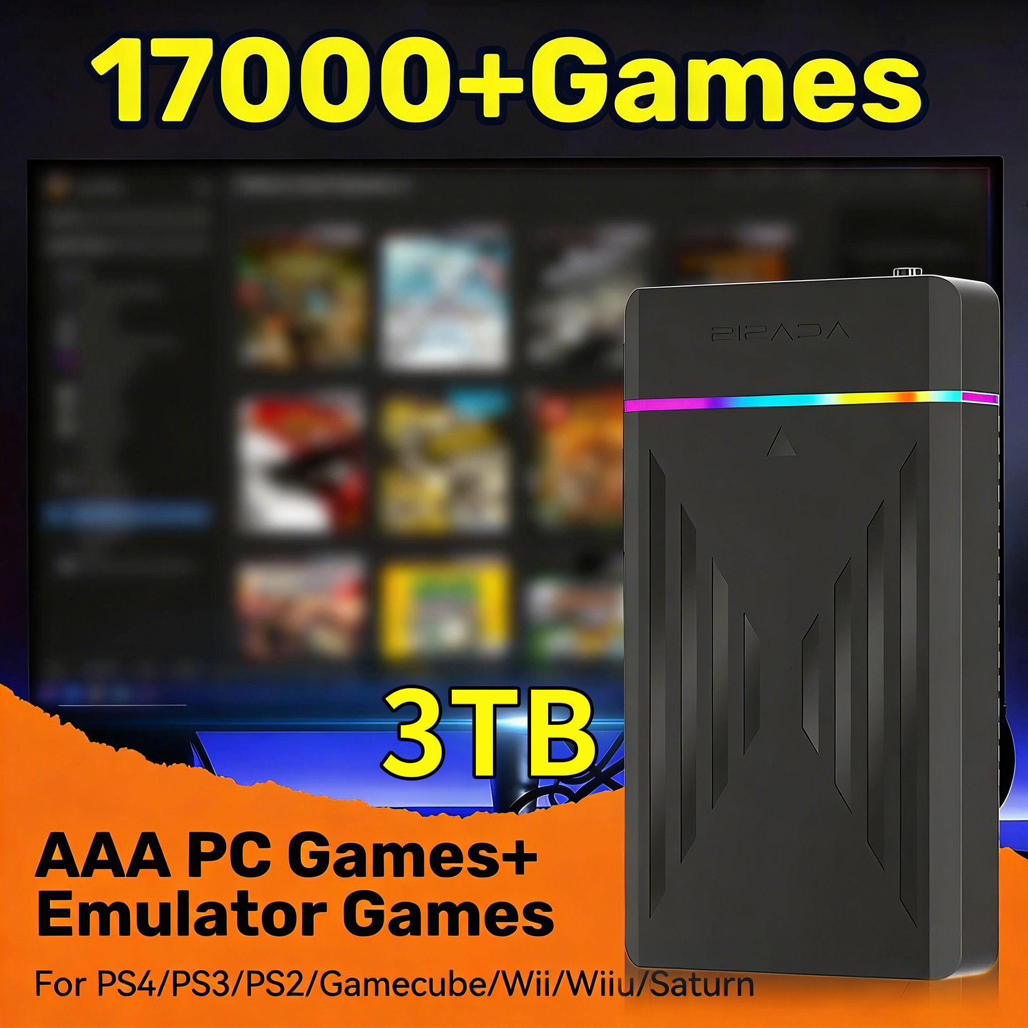 Portable 3TB Gaming HDD Video  - đánh giá và giá Retro Gaming Qss