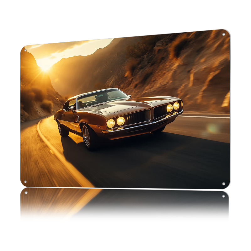 Classic Car At Sunset Tin Post - đánh giá và giá Retro Gaming At