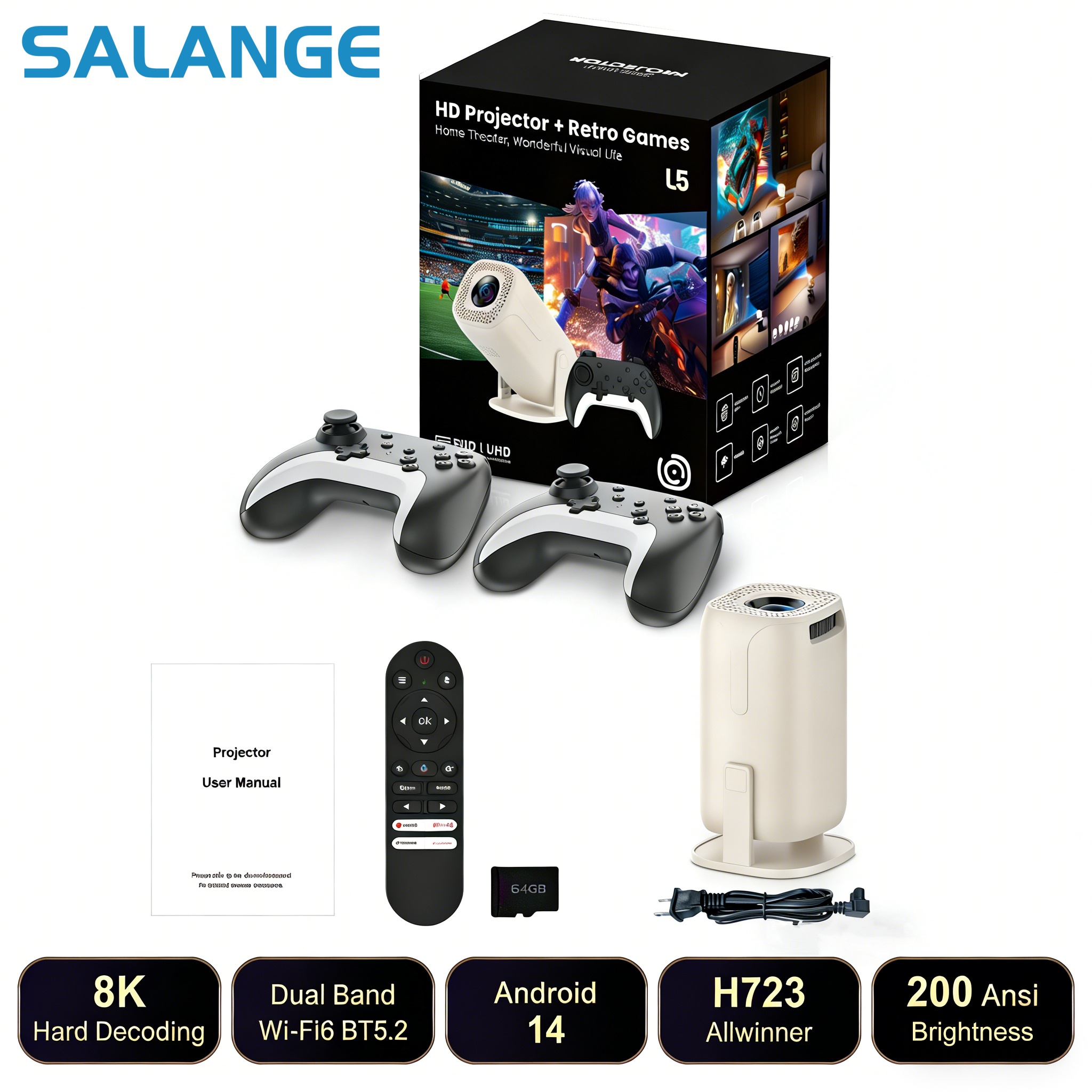 Salange U5 Gaming Projector An - đánh giá và giá Retro Gaming Projector